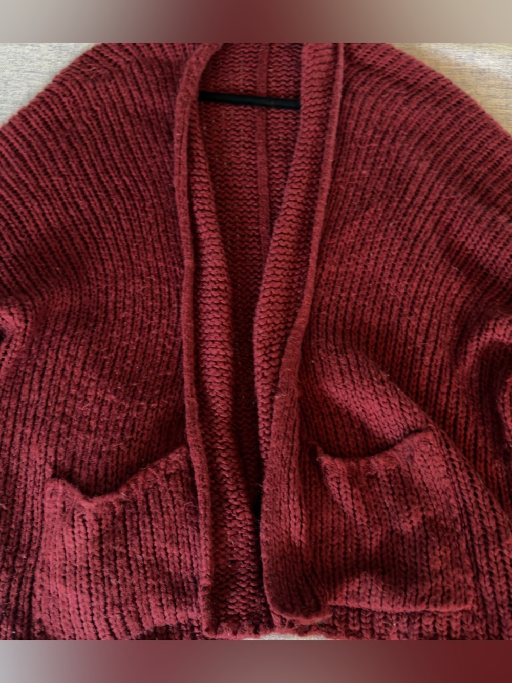 Pull&Bear Burgundy Open-Front Chunky Knit Cardigan - Picture 2 of 4